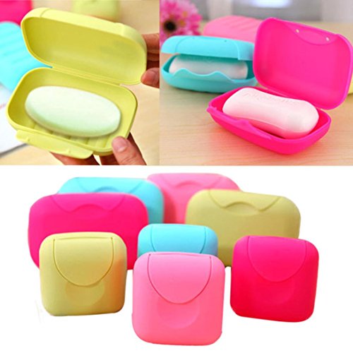 Yeefant Bathroom Dish Plate Case Home Shower Travel Hiking Holder Container Soap Box-Make Your Soap Keep Clear(4 Pack Random Color) (S)
