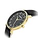 Dovoda Mens Gold Tone Watches Quartz Black Calf Leather Waterproof Wrist Watch