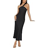 Lopath Summer Satin Halter Neck Midi Dresses for Women 2026 Formal Elegant Sleeveless Wedding Guest Dress