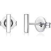 VGACETI Titanium Earrings, Hypoallergenic Stud Earrings for Women Men Sensitive Ears Bar/Butterfly/Triangle/Square Premium High Polished (Shiny Grey)