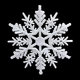Snowflake SOMAN Christmas 4-Inch Ornaments Plastic Christmas Tree Hanging Decorations 24 Pcs(White)