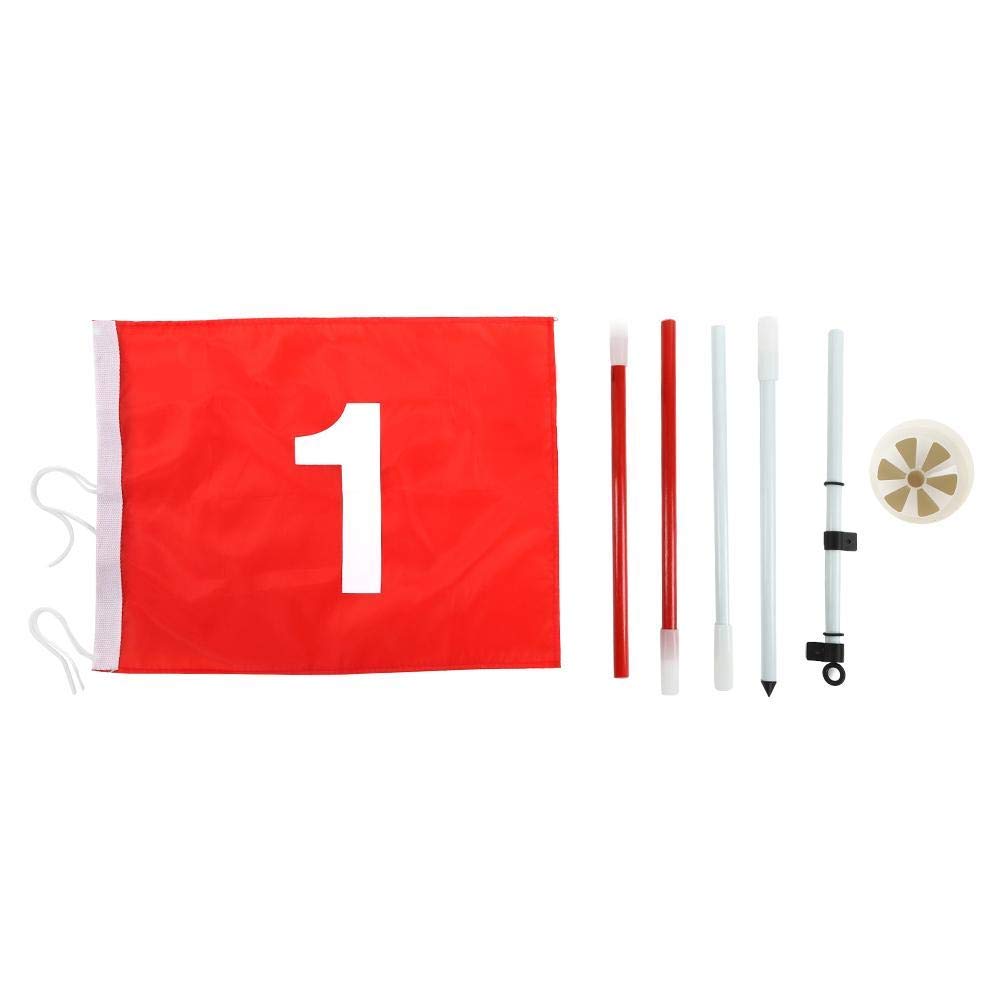 5 Sections Flagstick, Removable Putting Green Flagpole and Hole Cup Set Backyard Practice Hole Pole Cup Flag Stick with Red Flag Leisure Sport