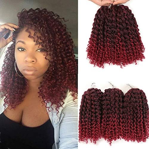 Marlybob Crochet Hair Befunny Marlybob 6 Bundles/Lot Marlybob Hair Ombre Braiding Hair Synthetic Hair Extension (8inch, 1B/BUG)