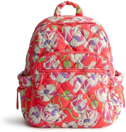 Vera Bradley Denim Quilted Essential School Travel Backpack Floral Red Interior Vera Bradley Backpack Quilted Bags & Handbags for Women for  main image 4