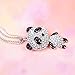 Hot Fashional Sweet Cute Little CRYSTAL Panda Pendant Sweater Chain Necklace