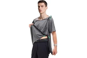 LAROTSUBA Unisex Post Shoulder Surgery Shirts,Tear Away Short Sleeve,Bedridden Patient Clothing,Right & Left Side Snaps Open,Full-Open T-Shirts(Man,Grey,XL)