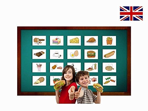 Food and Drinks Flash Cards in English - Vocabulary Picture Cards for Language Learning