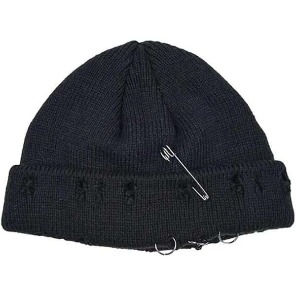 Gothic Cross Beanie Hats for Women Men Korean Grunge Punk