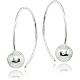 Sterling Silver Polished Upside Down Bead Wire Open Hoop Earrings