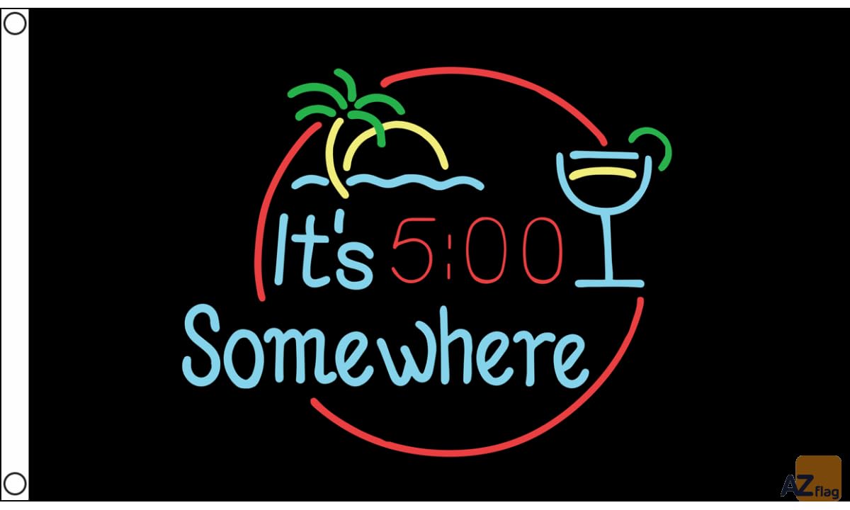 AZ FLAG - It'S 5 O'Clock Somewhere Black Flag - 3x5 Ft - 100D Polyester It'S Five Banner with Two Metal Grommets - Fade Resistant - Vivid Colors - 3' x 5' Feet - 150x90 Cm