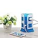 Surge Protector Power Strip 8-Outlet 4-USB Port Multi Outlets Plug Desktop Charging Station with 6.5ft Long Heavy Duty Extension Cord Home Office School E-Reader Power Adapter by Safemore(White+Blue)