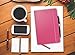 RICCO BELLO Classic Ruled Notebook with Pen Loop/Hardcover, Banded, Bookmark, Expandable Pocket / 5.7 x 8.4 inches (Pink)