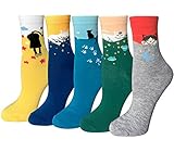 Chalier 5 Pairs Womens Cute Animal Socks Colorful Funny Casual Cotton Crew Socks