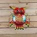 HONGLAND Metal Owl Wall Decor Indoor Wall Art Sculpture Outdoor Hanging Glass Decorations for Home Garden