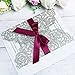 ponatia 25PCS/Lot 250GSM 5.12 x 7.1'' Glitter Wedding Invitations Cards Hollow Rose with Burgundy Ribbon for Wedding Bridal Shower Engagement (Champagne Gold Glitter)