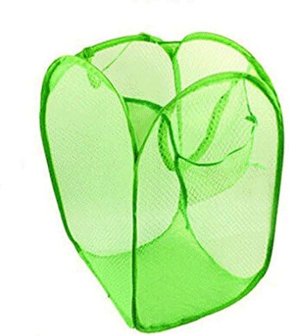 Zolimx New Foldable Pop Up Washing Clothes Laundry Basket Bag Hamper Mesh Storage (Green)