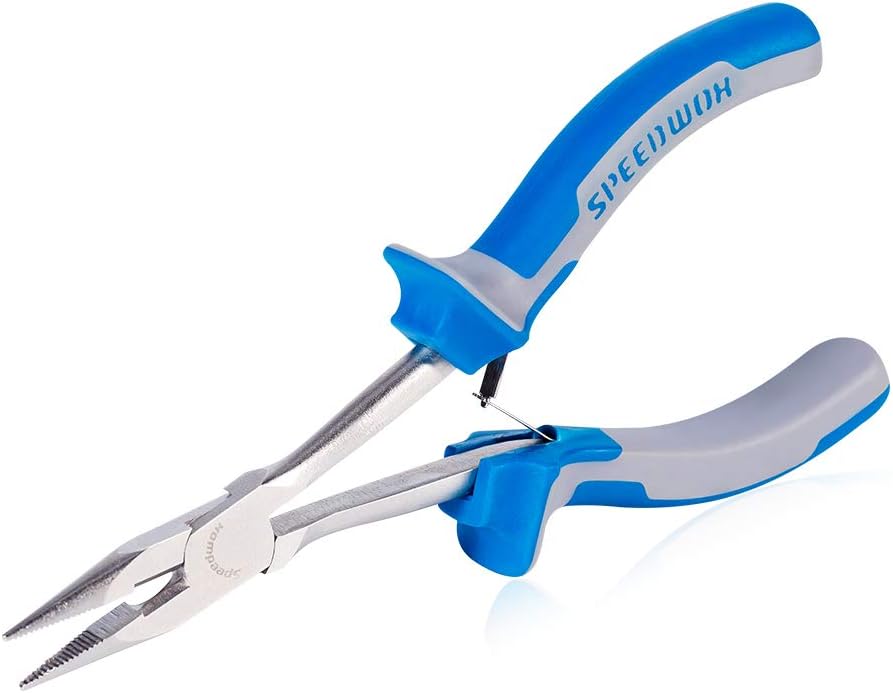 SPEEDWOX Long Reach Long Nose Pliers 6 Inches Mini Wire Cutter Side Cutting Slim Precision Fine Pliers for Hard to Reach Narrow Spaces Serrated Jaws High Leverage Reduce Efforts Non-Slip Handles