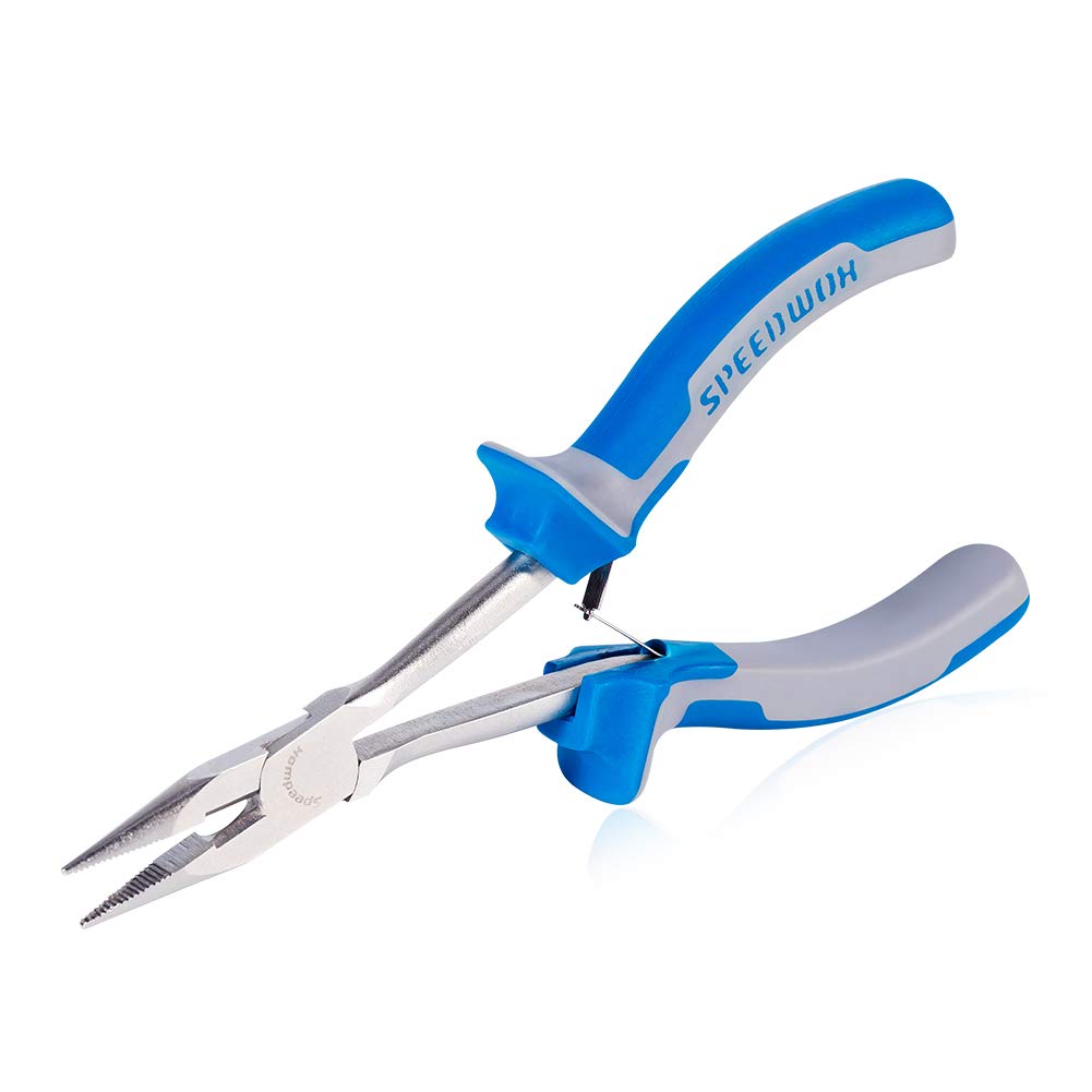 SPEEDWOX Long Reach Long Nose Pliers 6 Inches Mini Wire Cutter Side Cutting Slim Precision Fine Pliers for Hard to Reach Narrow Spaces Serrated Jaws High Leverage Reduce Efforts Non-Slip Handles