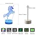 3D Illusion monocerous Unicorn Night Lamp, 7 Color Change, Touch White Crack Base