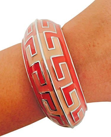 Activity Tracker Bracelet for Garmin, VivoSmart, Misfit Flash or Misfit Shine Trackers - The BEVERLY Colorful Silver Hinge Bangle Bracelet (Coral, Garmin VivoSmart)