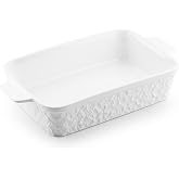 Dafuceramic Casserole Dish for Oven, 4.2 QT Baking Dish, 9x13 Large Porcelain Baking Pan, Durable Rectangular Lasagna Pan Deep with Handles, Microwave Oven Safe