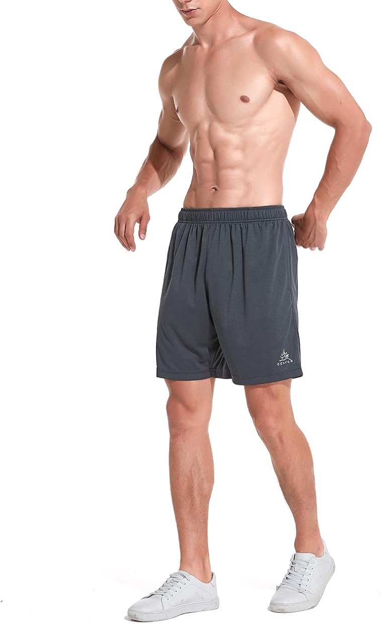 CENFOR Men's Running Shorts with Pockets - Gym Workout Shorts, Quick Dry Athletic Shorts: Clothing