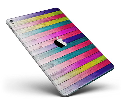 Wood Pattern Design Skinz Premium Full-Body Cover Wrap Decal Skin Kit for the Apple iPad Pro 12.9-inch 2nd generation - (A1670/A1671) - Vibrant Neon Colored Wood Strips