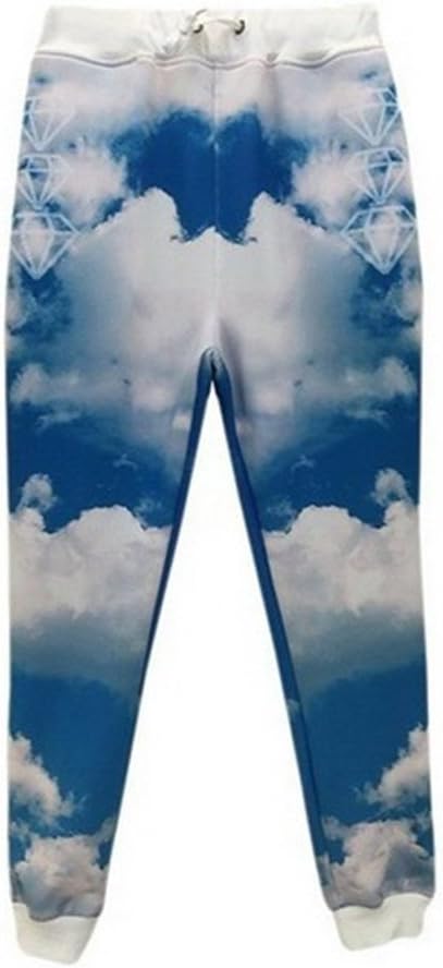 Unisex Blue Sky Diamonds Sweatpants Joggers Sportswear Pants (L)