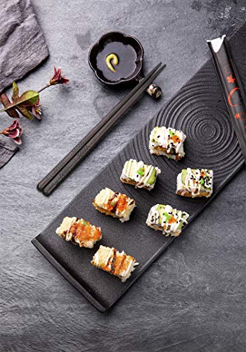 image for Hiware Reusable Wooden Chopsticks Gift Set Utensils Pack, 5 Pair – E