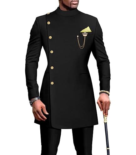 African Suits for Men Slim Fit Single Breasted Blazer and Pants