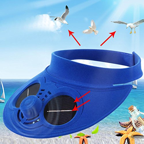 Buyeverything Kids Solar Powered Fan Hat - Sport Sun Visor One Size Velcro Cap Classic Fitness Outdoor Activity Exercise Sun Hats for Outdoor Activity Camping Hiking Picnic Fishing (Red) - Thumbnail 3