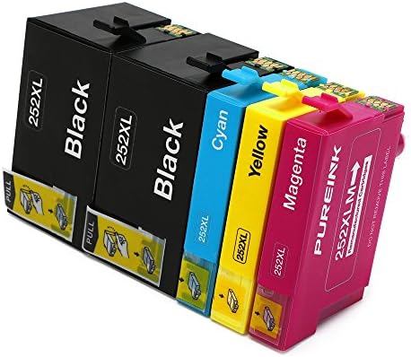 PUREINK Remanufactured 252 252XL Ink Cartridges Replacement, 1 Set+1 Black High Yield, (2 Black,1 Cyan,1 Magenta,1 Yellow)