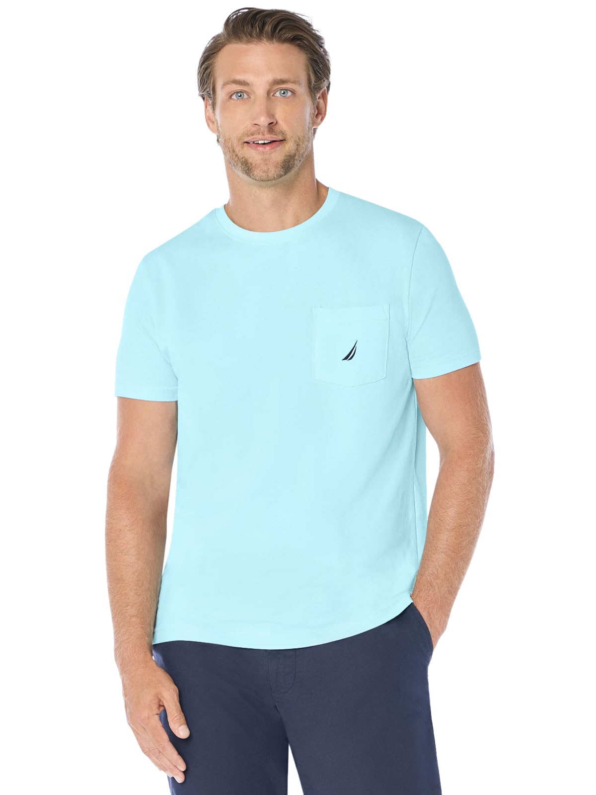 Nautica mens Solid Crew Neck Short-sleeve Pocket