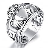 Sobly Jewelry Men's Stainless Steel Claddagh Heart Crown Ring with Celtic Knot Eternity Design (8)