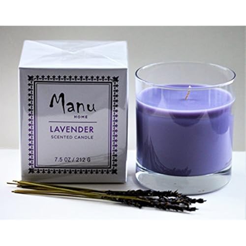 Manu Home CALM Lavender Scented Aromatherapy Candle ~ Made with Quality Aromatherapy Oils for Relaxation ~Natural Wax~ Packed in a Beautiful Gift Box ~ 7.5 oz Home & Kitchen, Home Décor, Candles & Holders, Candles, Single-Wick Candles
