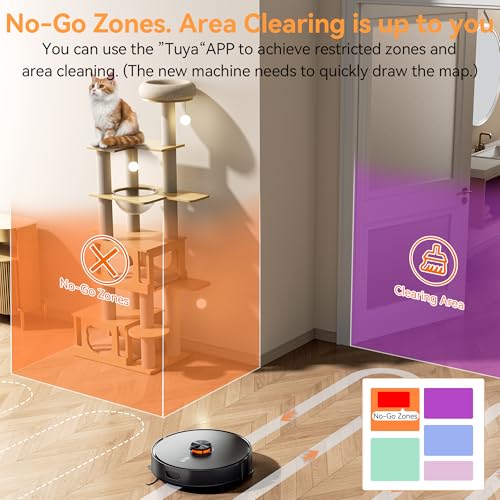 Robot Vacuum and Mop Combo, 90-Day Self-Emptying, 10,000 Pa Suction, with dToF & Laser Navigation & Smart Mapping, Anti-Tangle, 160-Min Runtime, Ideal for Hard Floors, Pet Hair & Carpets