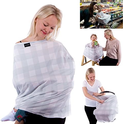 Baby Nursing Breastfeeding Privacy Cover - Infant Car Seat Canopy, Shopping Cart, and High Chair Cover MultiUse by Love Bunny