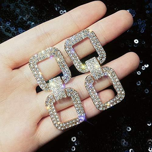 FUKAI Fashion Brilliant Big Geometric Earrings Drop Triangle Luxury Gold Silver Color Square Imitation Diamonds Earring Women Party Jewelry & Gift