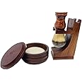 G.B.S Men's Classic Wooden Shaving Set Shaving Brush with Wooden Stand And 3.5 Inches Diameter Shaving Soap Bowl