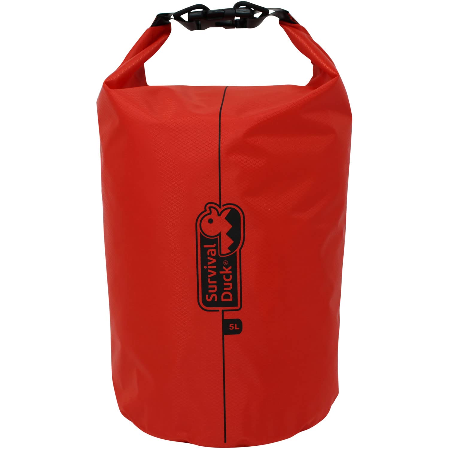 Survival Duck 5 Litre Waterproof Dry Bag Red| Medium Size Ripstop Nylon Round Dry Bag | Great for Camping, Hiking, Paddleboarding