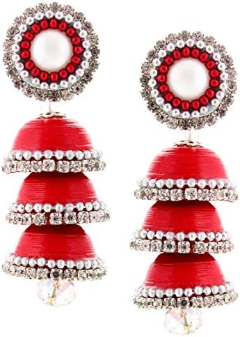 Halowishes Traditional Handcrafted Paper Quilling Triple Jhumka -242
