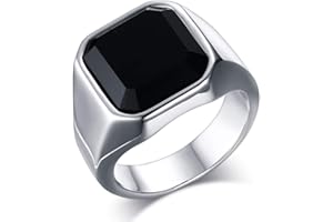 MEALGUET Mens Black Onyx Rings Stainless Steel Square Agate Signet Rings for Men,Pinky Thumb Ring Band for Dad Father Jewelry Gift for him,Anillos De Hombre, Men's Ring for Gift for Men Boys