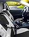 Zone Tech Set of Gray and Black Car Interior Covers - Universal Fit Cover Seat Covers + Slip On Steering Wheel Covers + 4 Comfy Seat Belt Covers Safety Protectors Set