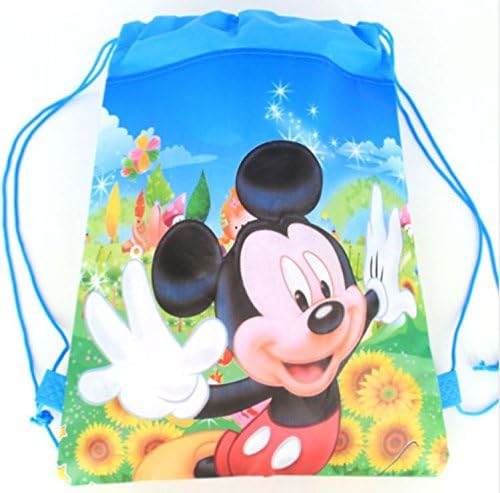 JDProvisions 12 Piece Disney Mickey Minnie Drawstring Bag Backpack for Party Favors Goodie Gift Birthday Bags (Mickey)