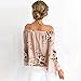 Longwu Fashion Women's Off Shoulder Floral Printed Blouse Shirt Long Sleeve Casual Tops