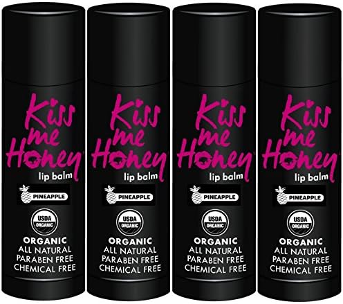 Kiss Me Honey USDA Organic Beeswax Lip Balm Bulk with Shea Butter, Coconut Oil, and Vitamin E | Cruelty Free – Pineapple 4 Pack