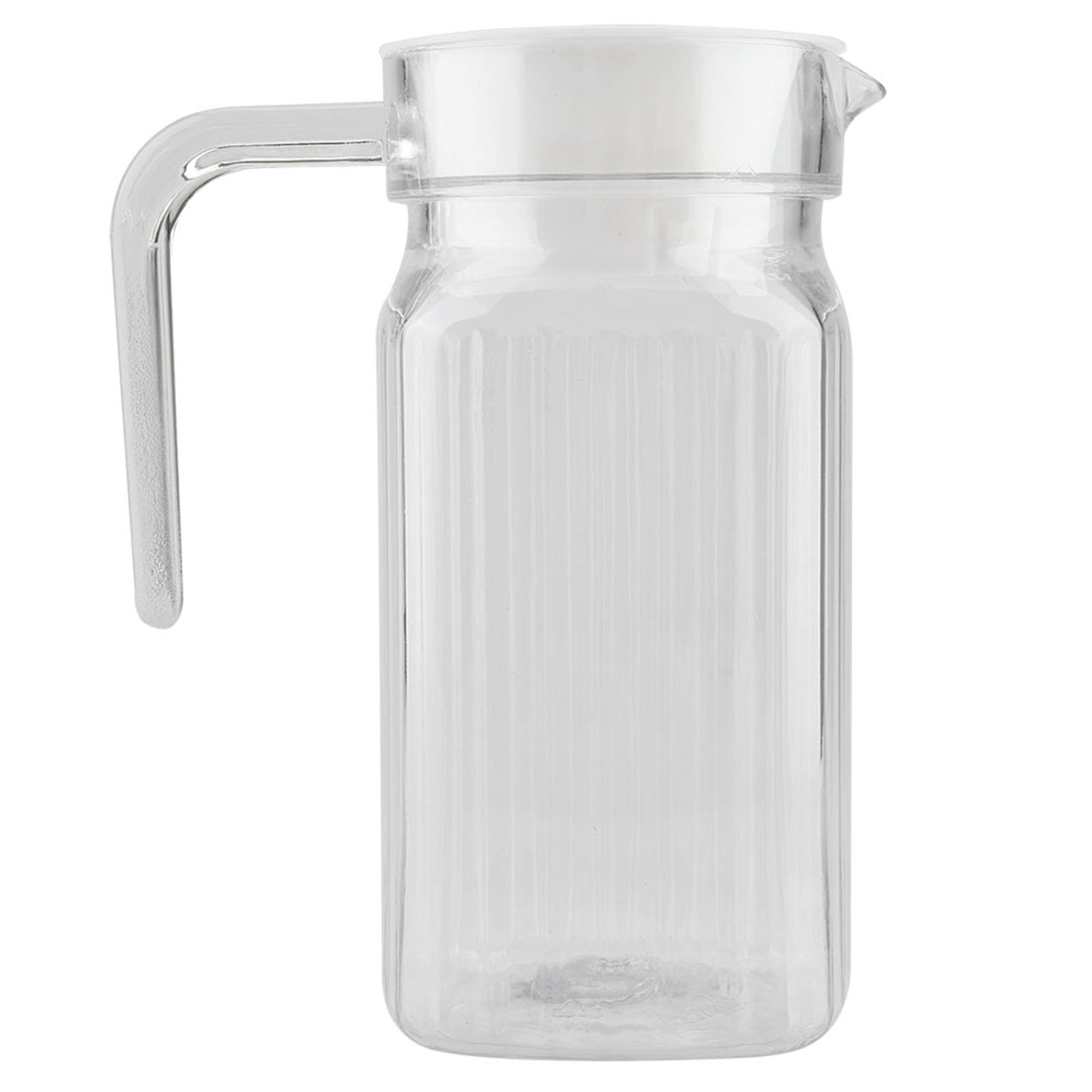 Small Glass Pitcher with Lid, Acrylic Transparent Juice Bottle Striped Water Ice Cold Juice Jug with Lid for Bar Home Water Jug (500ML)