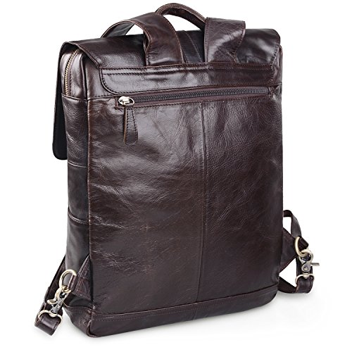 Jack&Chris Grain Leather Laptop Backpack Daypack for School Office