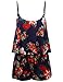 Floral Sleeveless Spaghetti Strap Overlay Romper Navy S