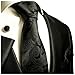 Paul Malone Necktie, Pocket Square and Cufflinks 100% Silk Black Paisley